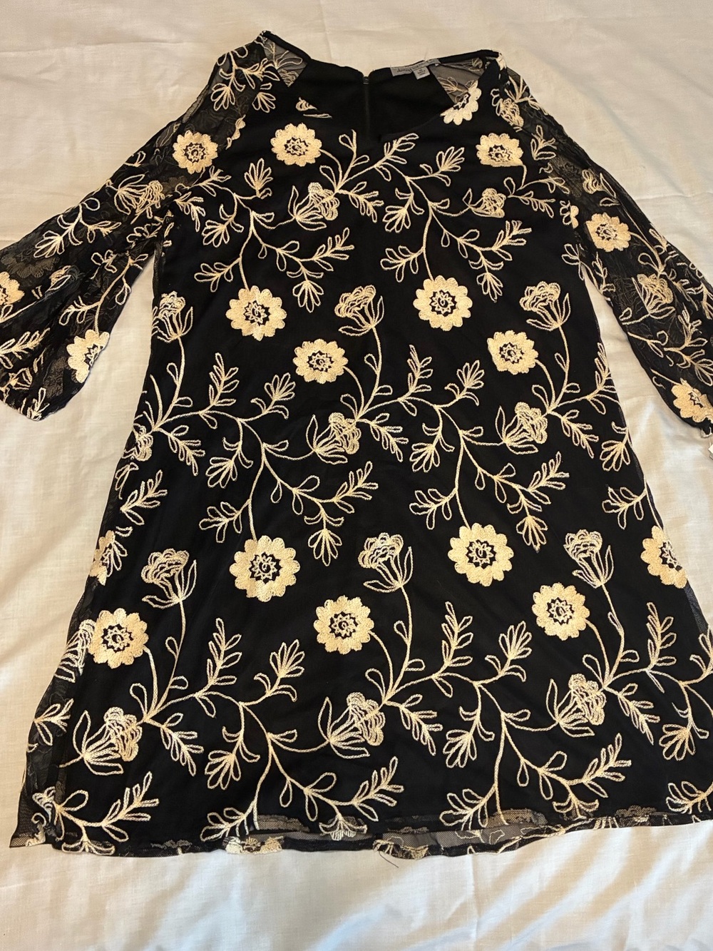 Danny and Nicole Wm’s Embroidered Mesh Cold Shoulder Dress – Black – Sz 16 – NWT